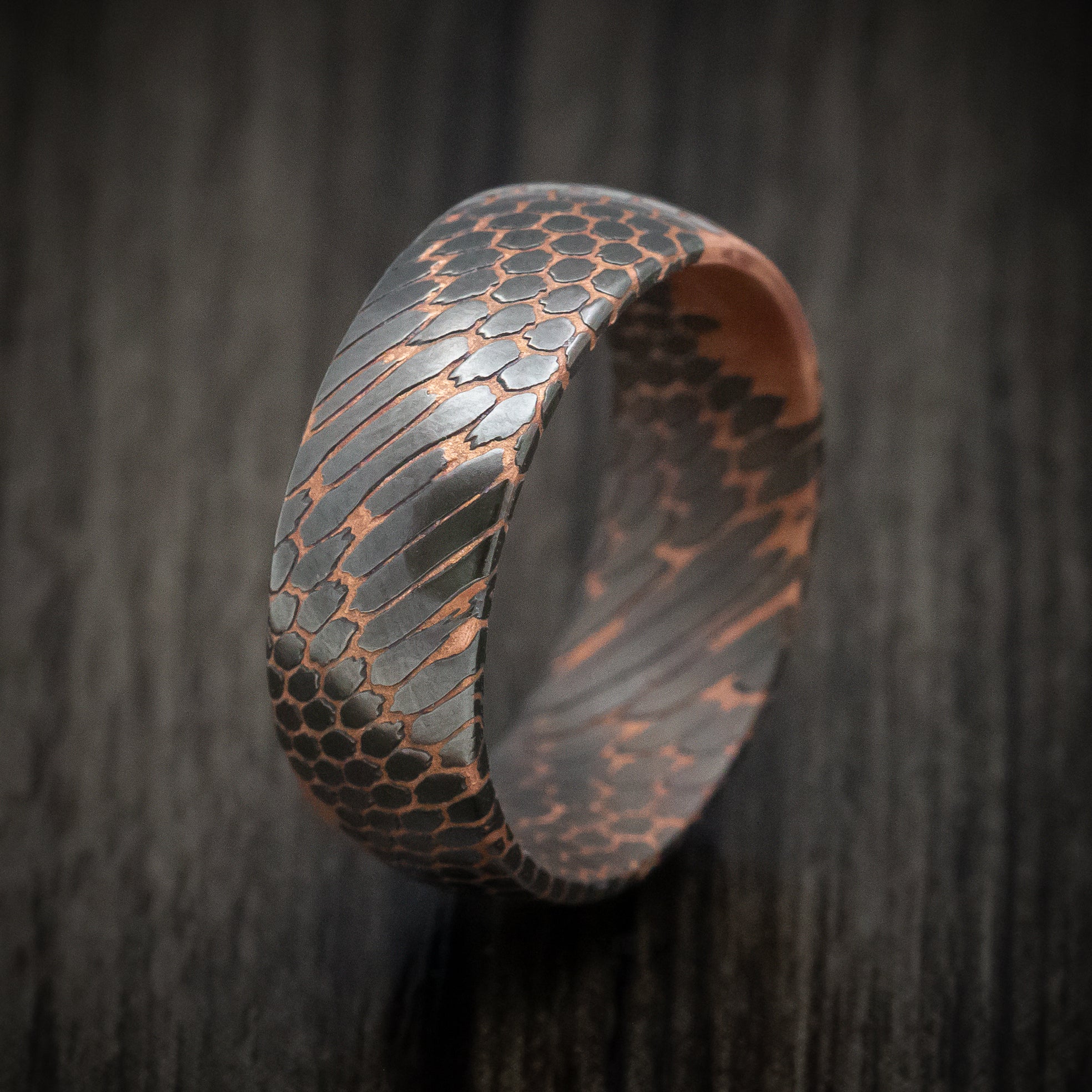 Darkened Superconductor Men's Ring Custom Made Titanium-Niobium And Copper Band - Image 4