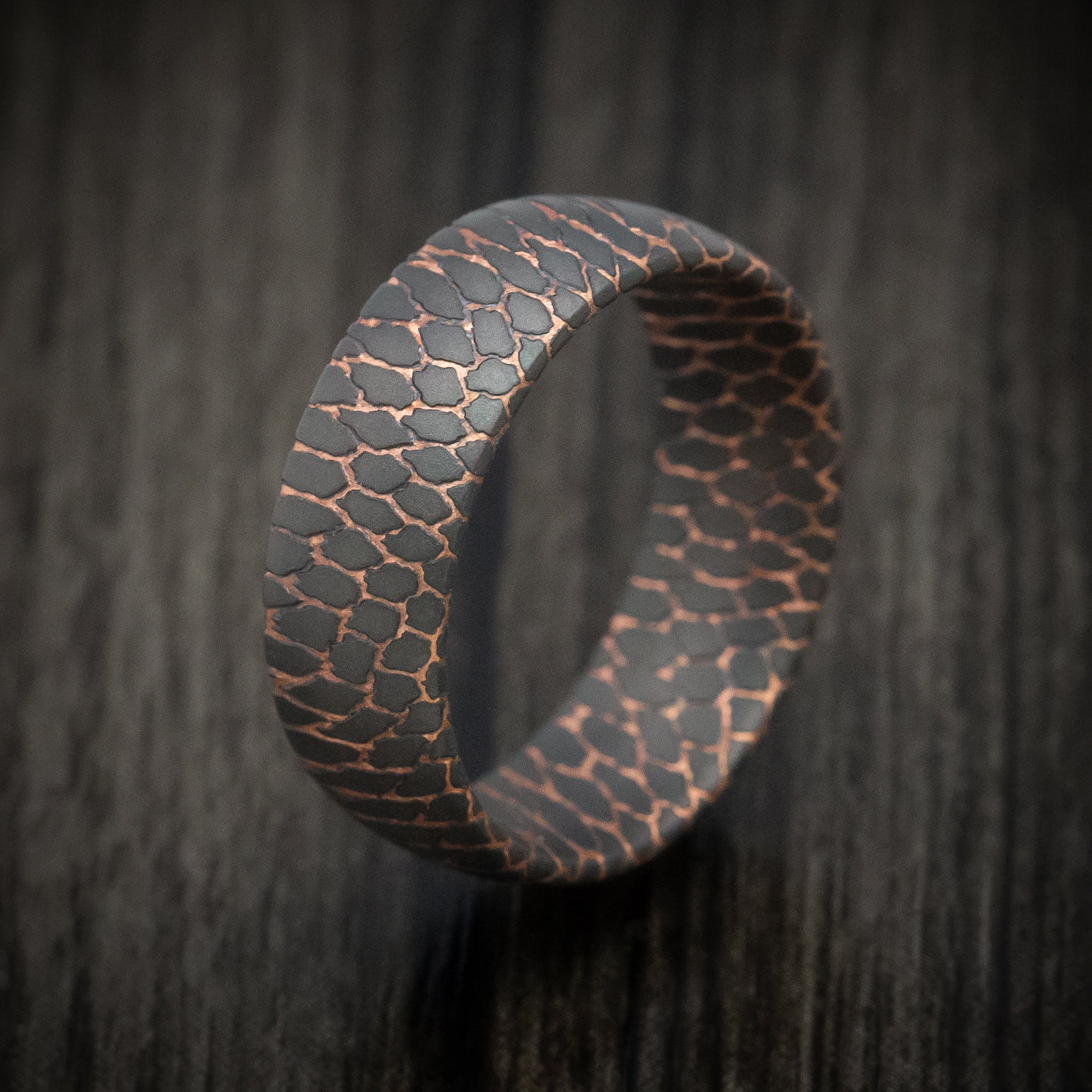 Darkened Superconductor Men's Ring Custom Made Titanium-Niobium And Copper Band - Image 4