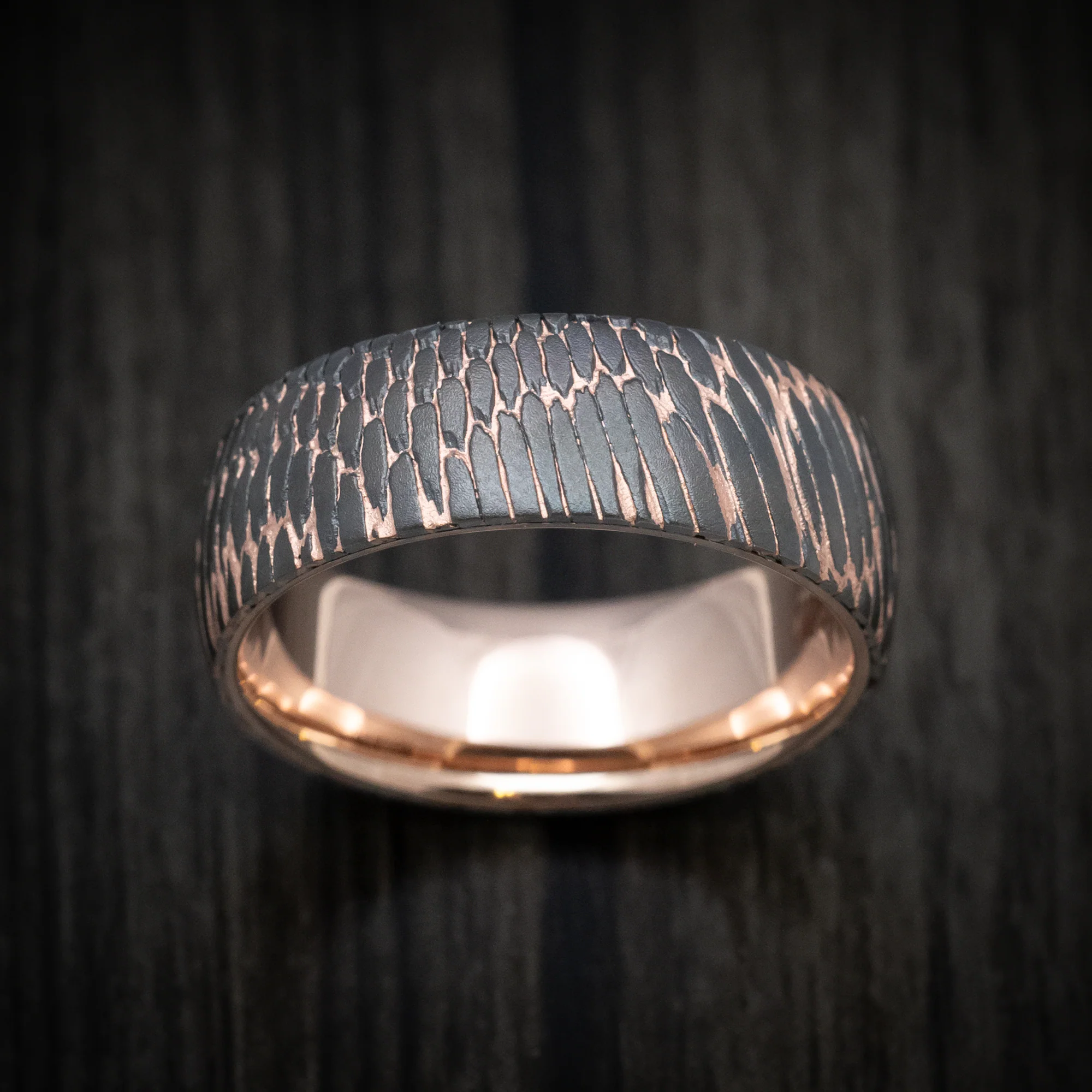 Darkened Superconductor Men's Ring with 14K Rose Gold Sleeve - Image 2