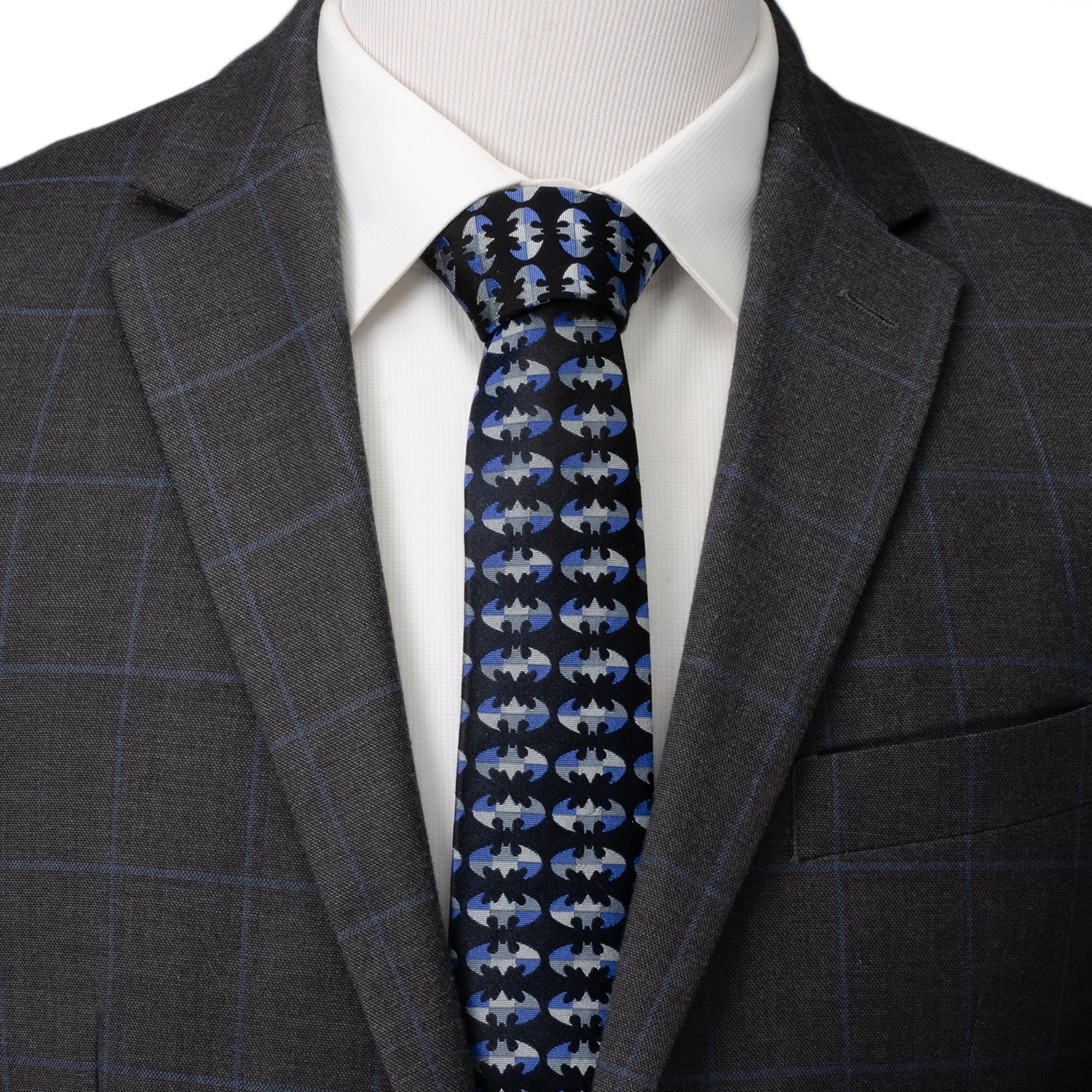 DC Batman Blue Blocked Black Men's Tie - Image 2