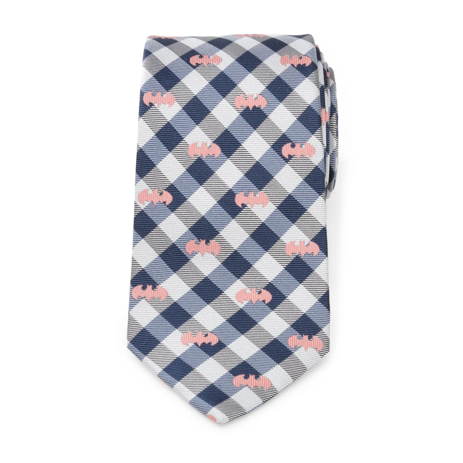 DC Batman Plaid Navy Men's Tie - Image 3