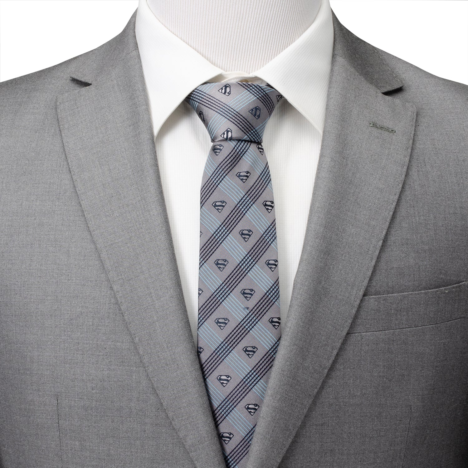 DC Superman Gray Plaid Tie - Image 2