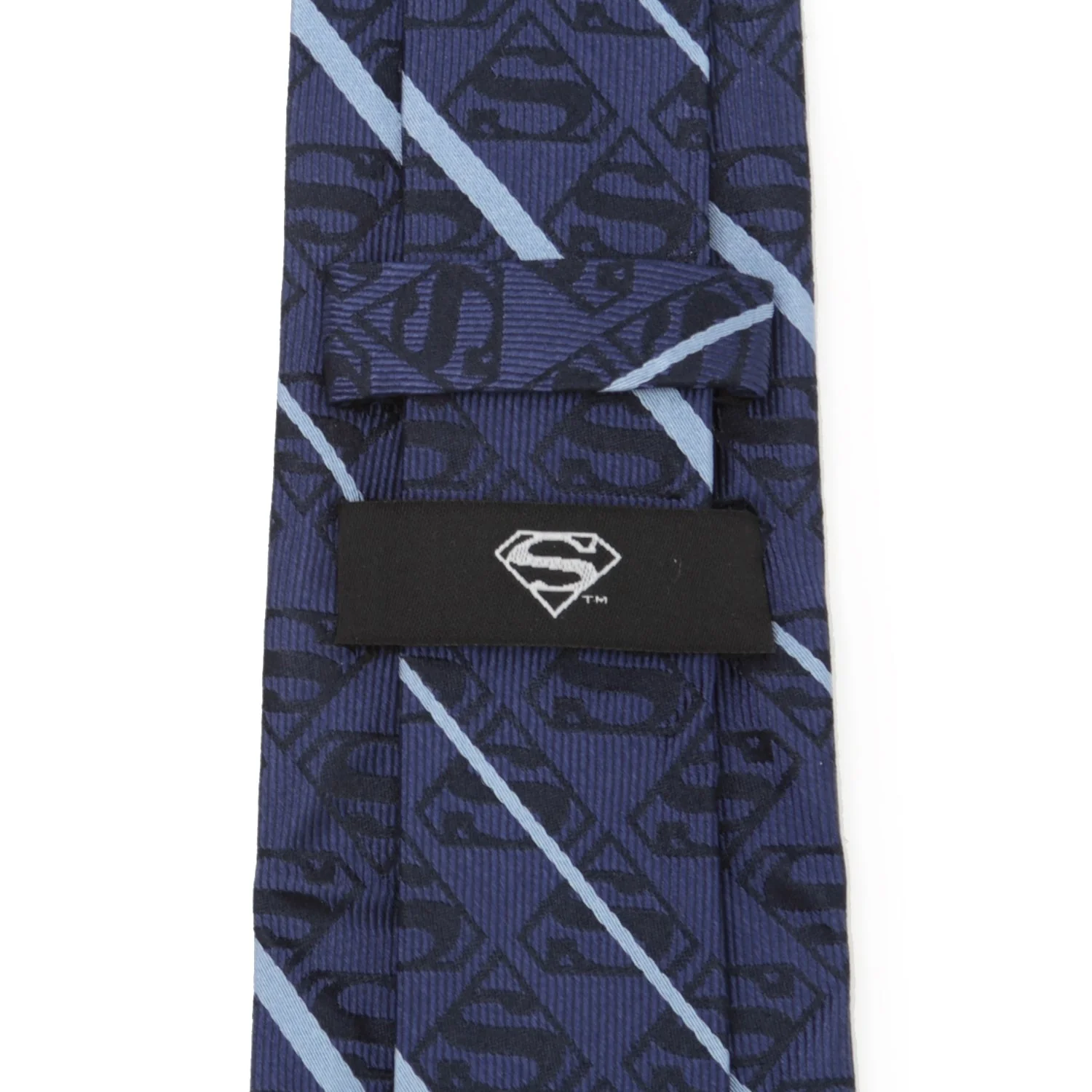 DC Superman Stripe Pattern Blue Silk Men's Tie - Image 4