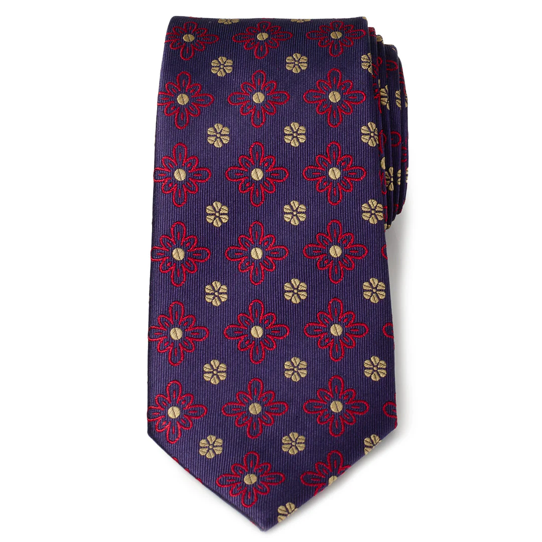 Deep Purple Floral Men's Tie - Image 3