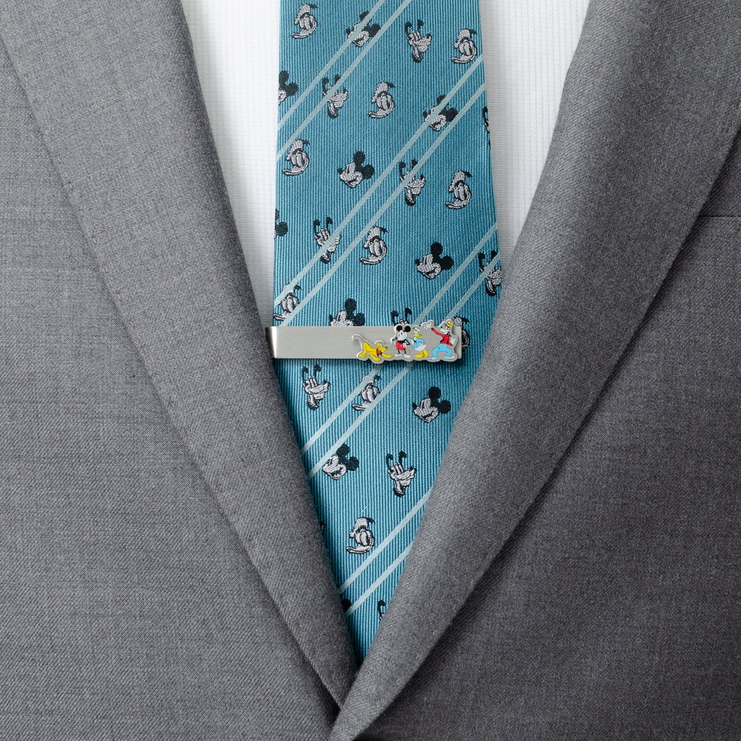 Disney Mickey and Friends Printed Silver Tie Bar - Image 2