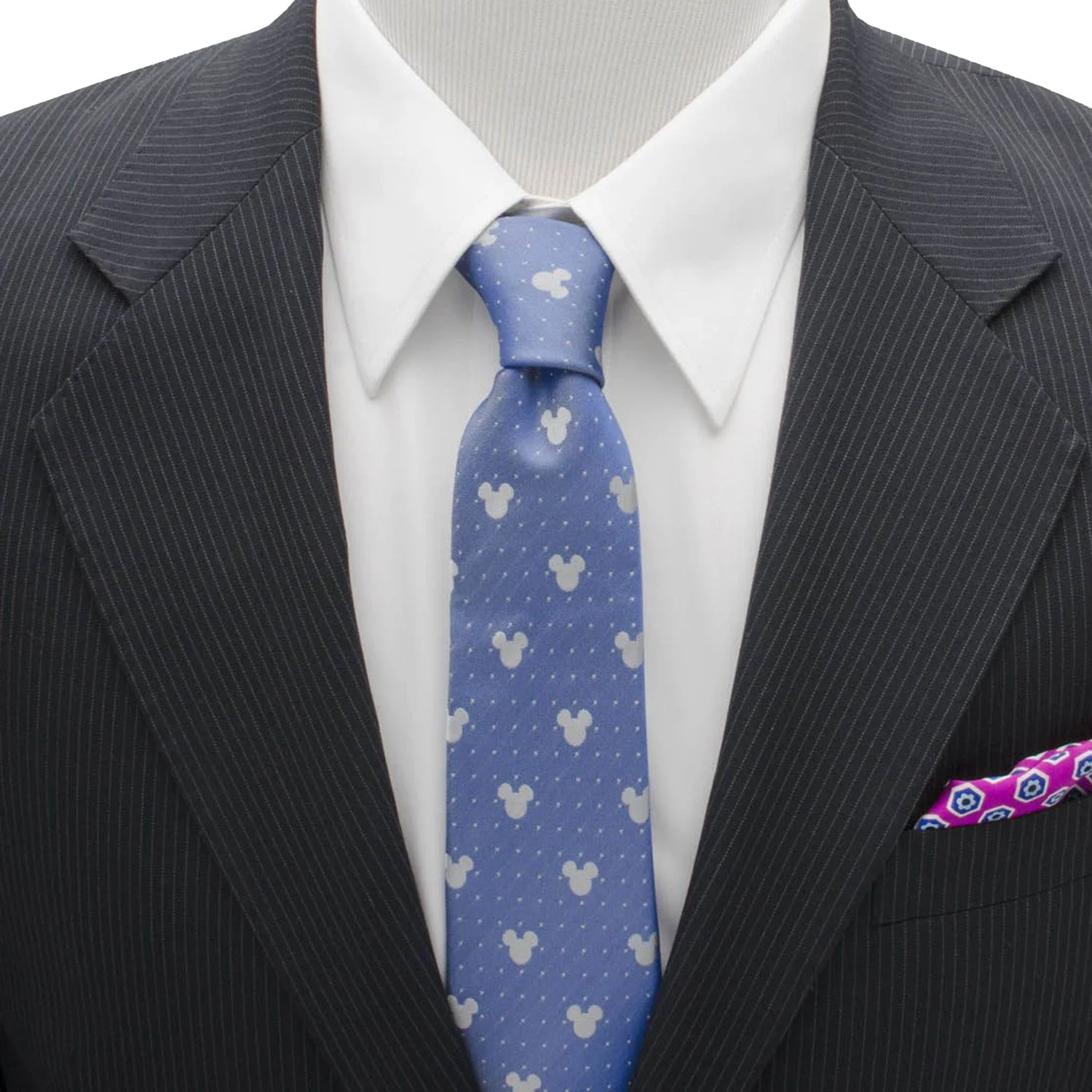 Disney Mickey Mouse Blue Pin Dot Men's Tie - Image 2