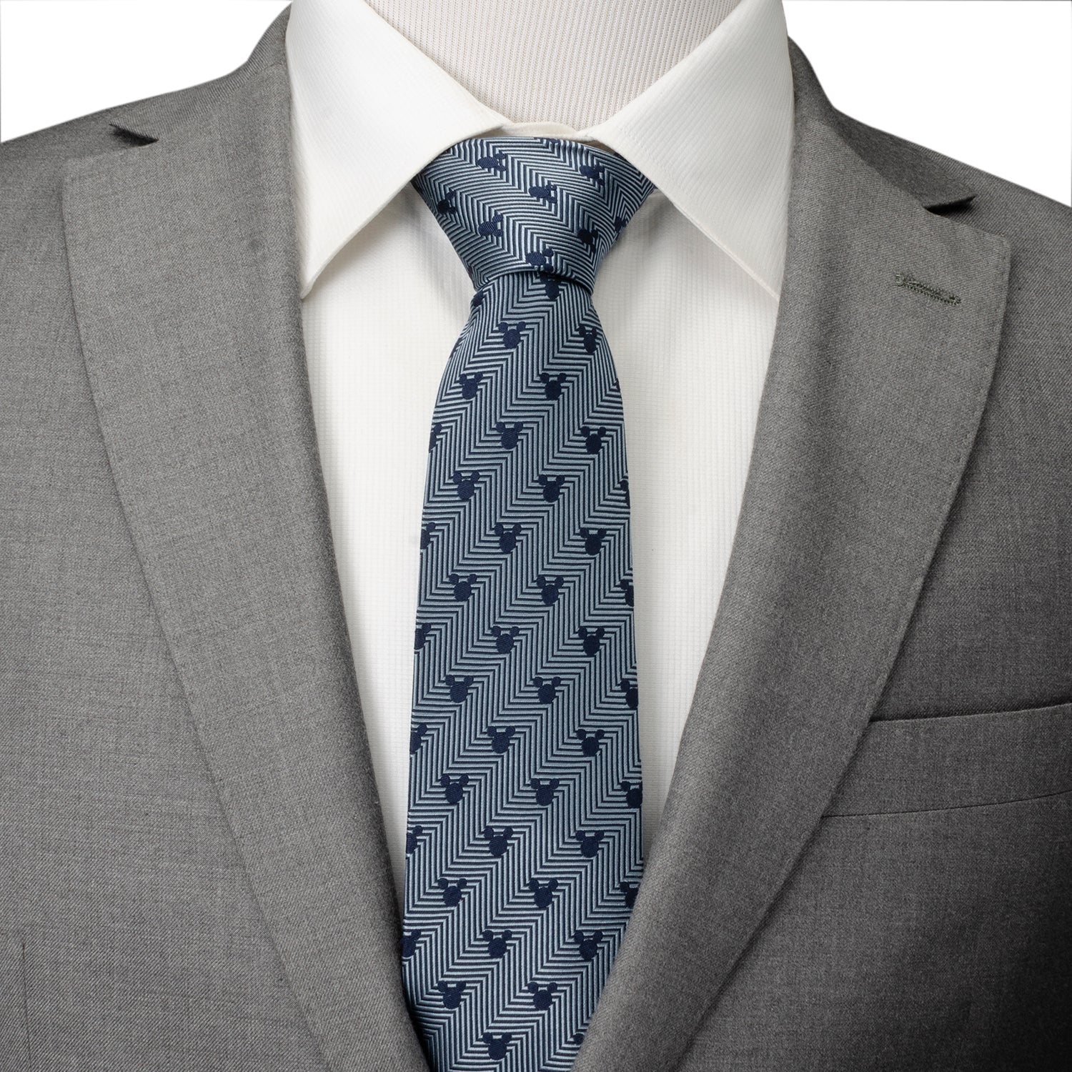 Disney Mickey Mouse Silhouette Blue Herringbone Men's Tie - Image 2