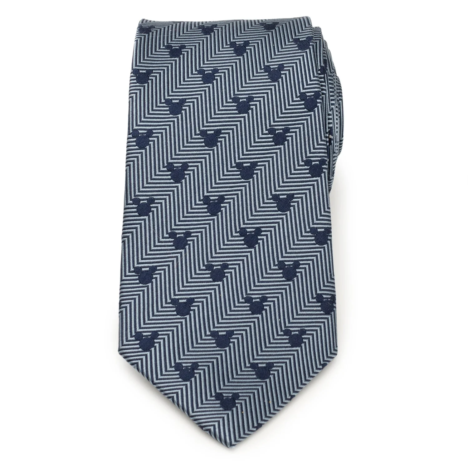 Disney Mickey Mouse Silhouette Blue Herringbone Men's Tie - Image 3