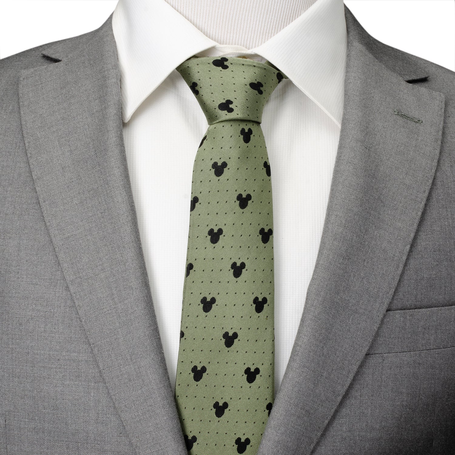 Disney Mickey Mouse Silhouette Dot Green Men's Tie - Image 2