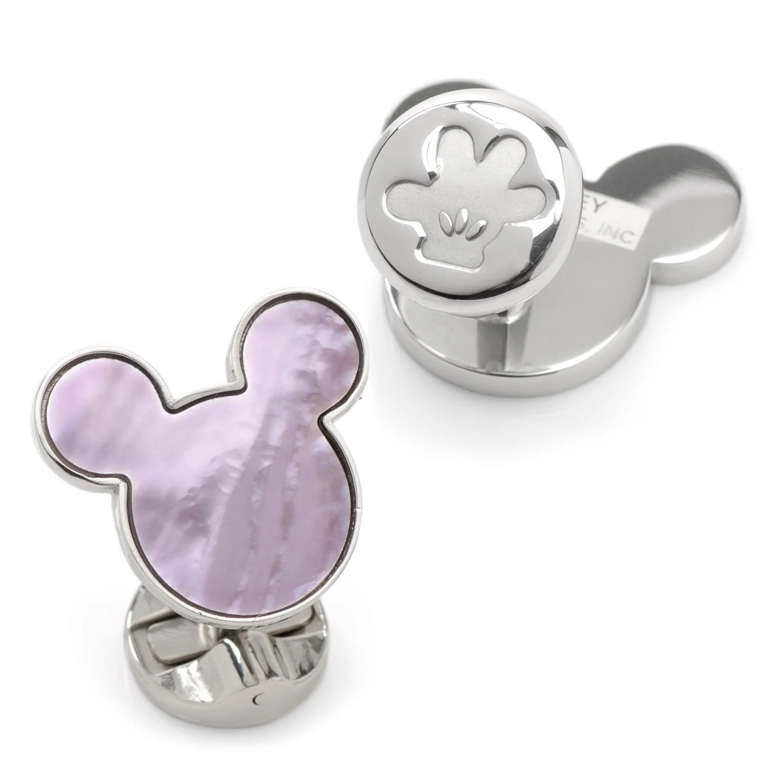 Disney Mickey Mouse Silhouette Lavender Mother of Pearl Sterling Silver Cufflinks - Image 2