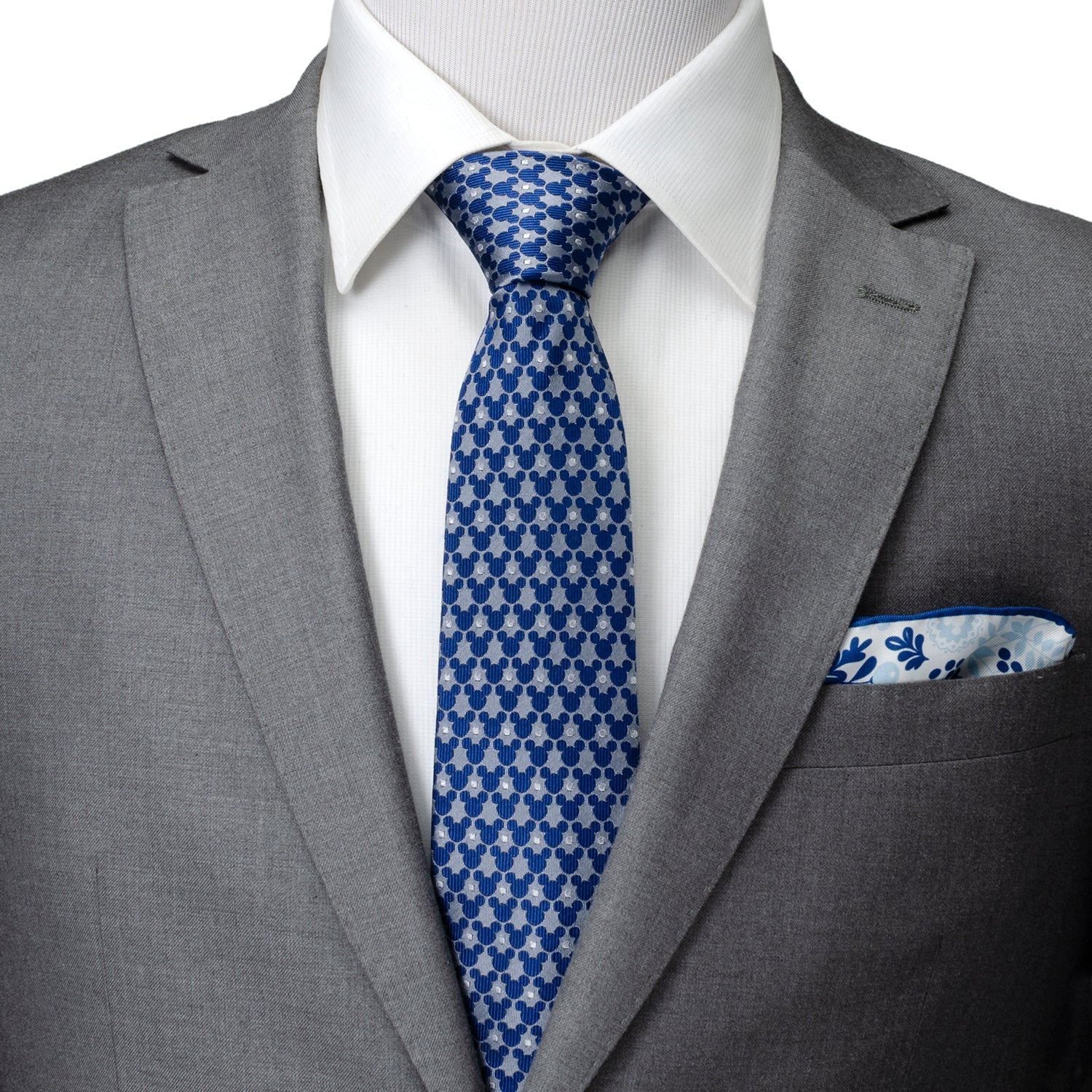 Disney Mickey Mouse Silhouette Pattern Dot Blue Tie - Image 2