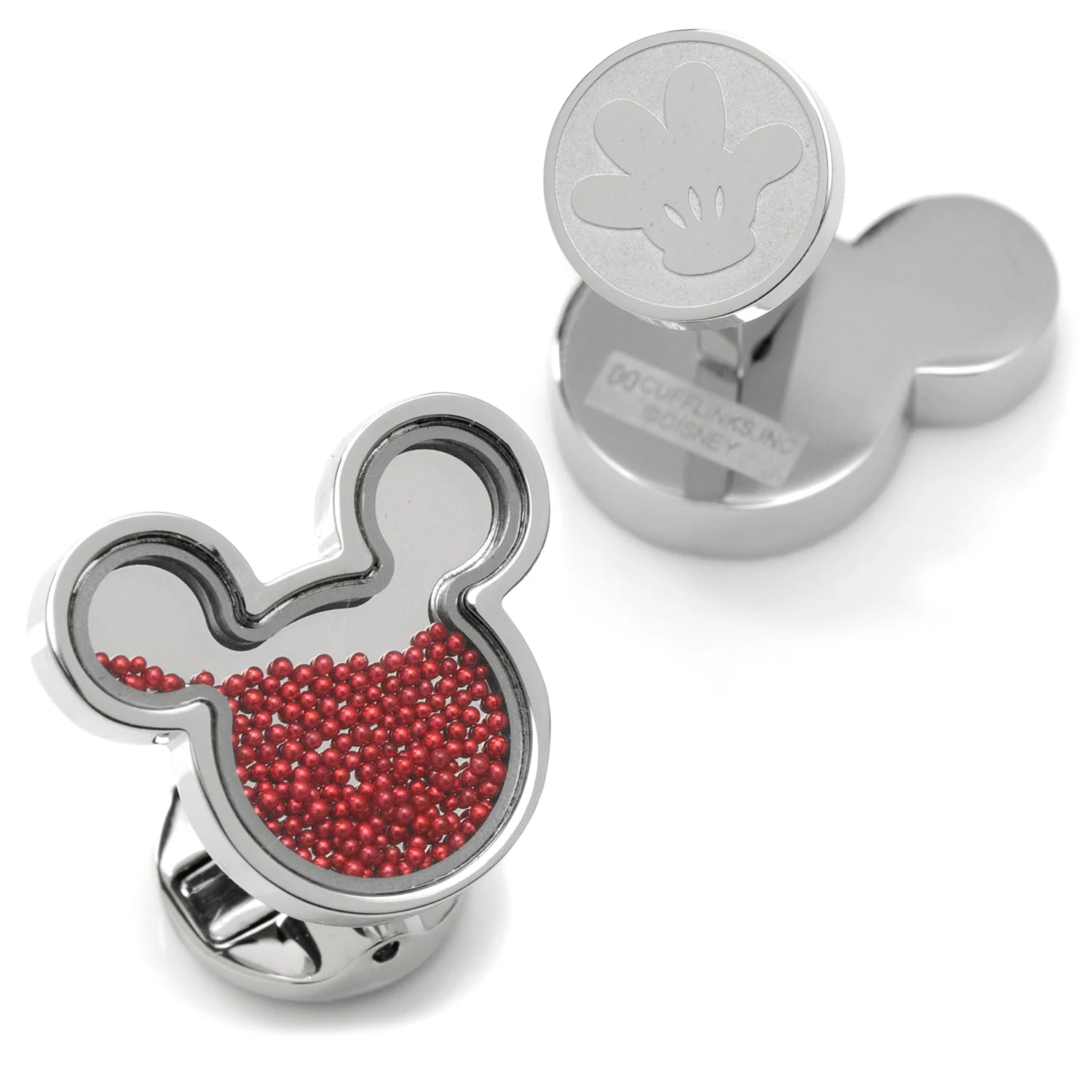 Disney Mickey Mouse Silhouette Red Caviar Bead Cufflinks - Image 2
