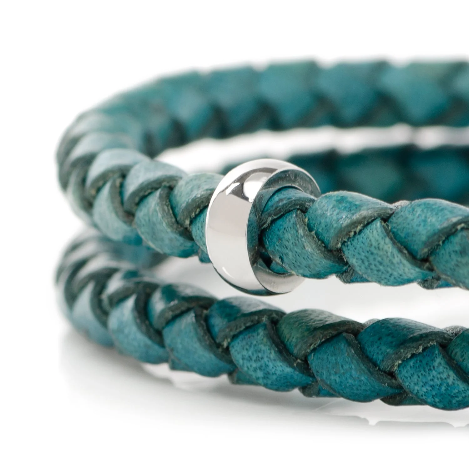 Disney Mickey Mouse Silhouette Teal Leather Wrap Bracelet - Image 6