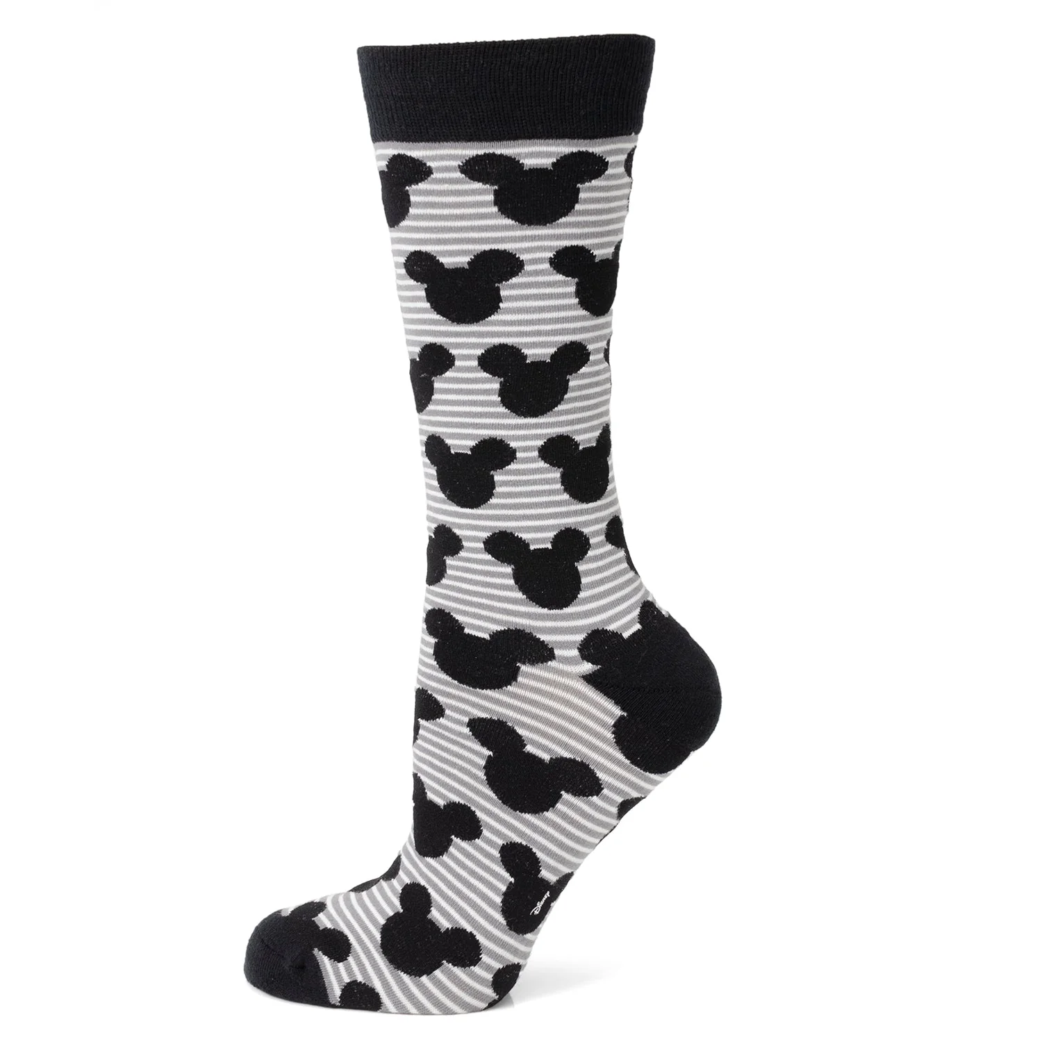 Disney Mickey Mouse Stripe Gray Sock and Mickey Blue Lapel Pin Gift Set - Image 2