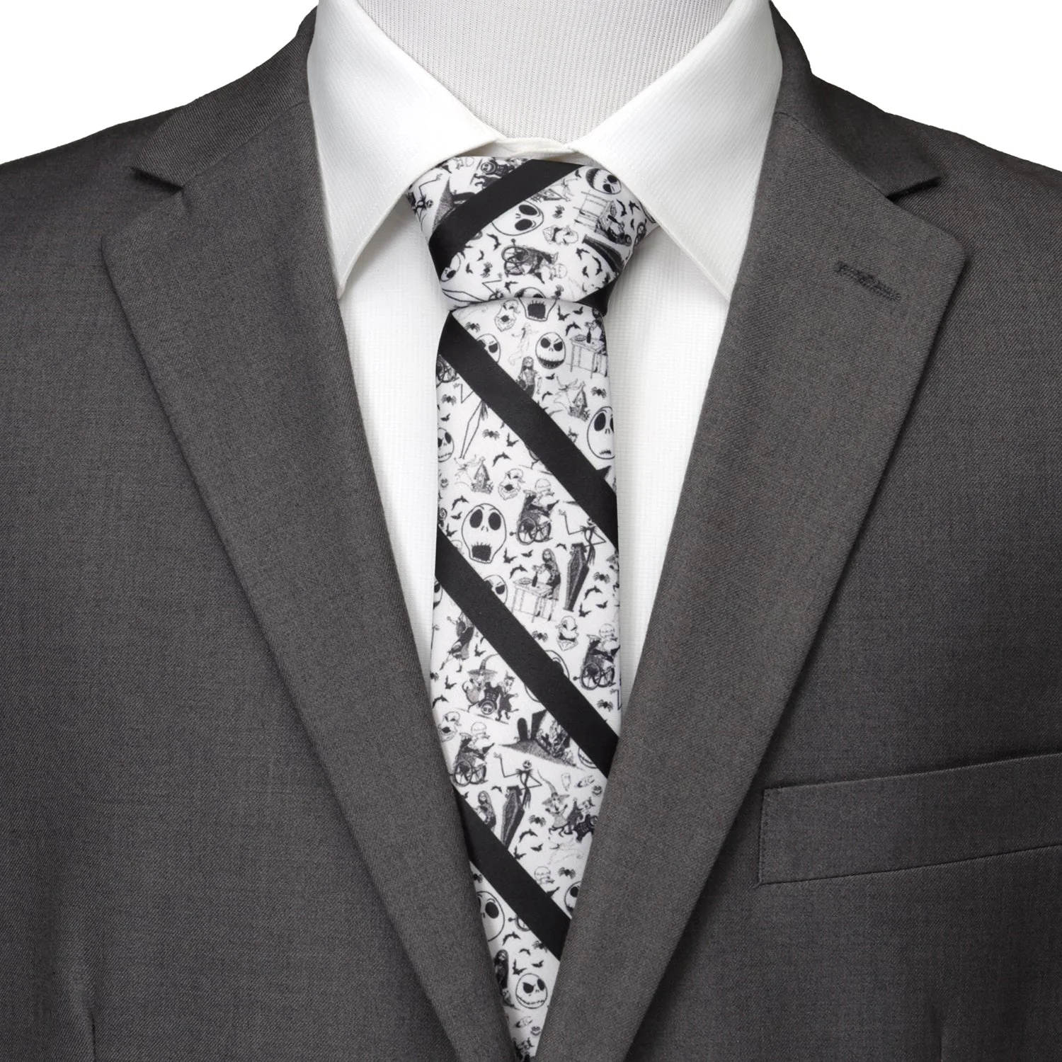 Disney The Nightmare Before Christmas Striped Black Men's Tie - Image 2
