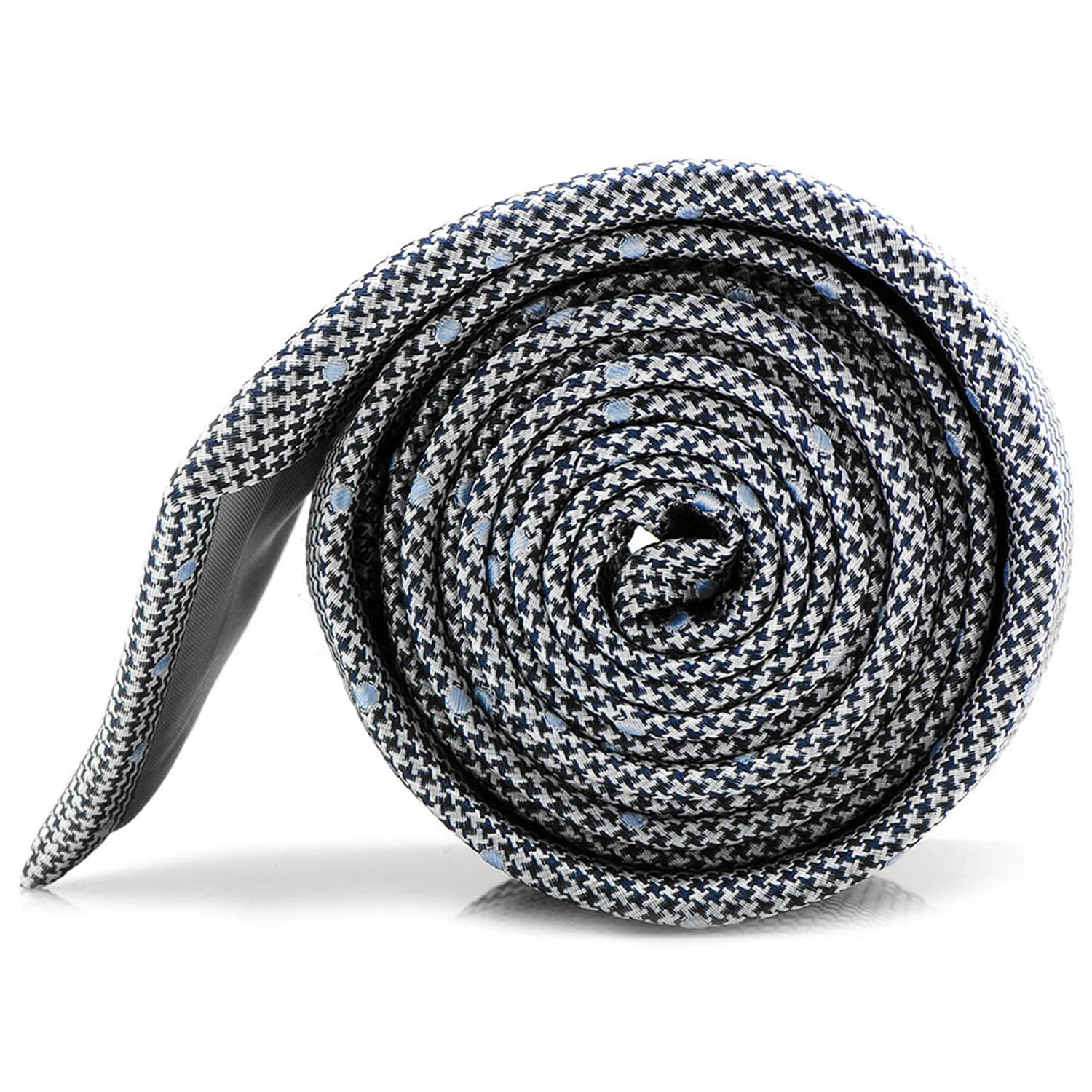 Dotted Herringbone Gray Silk Tie - Image 5