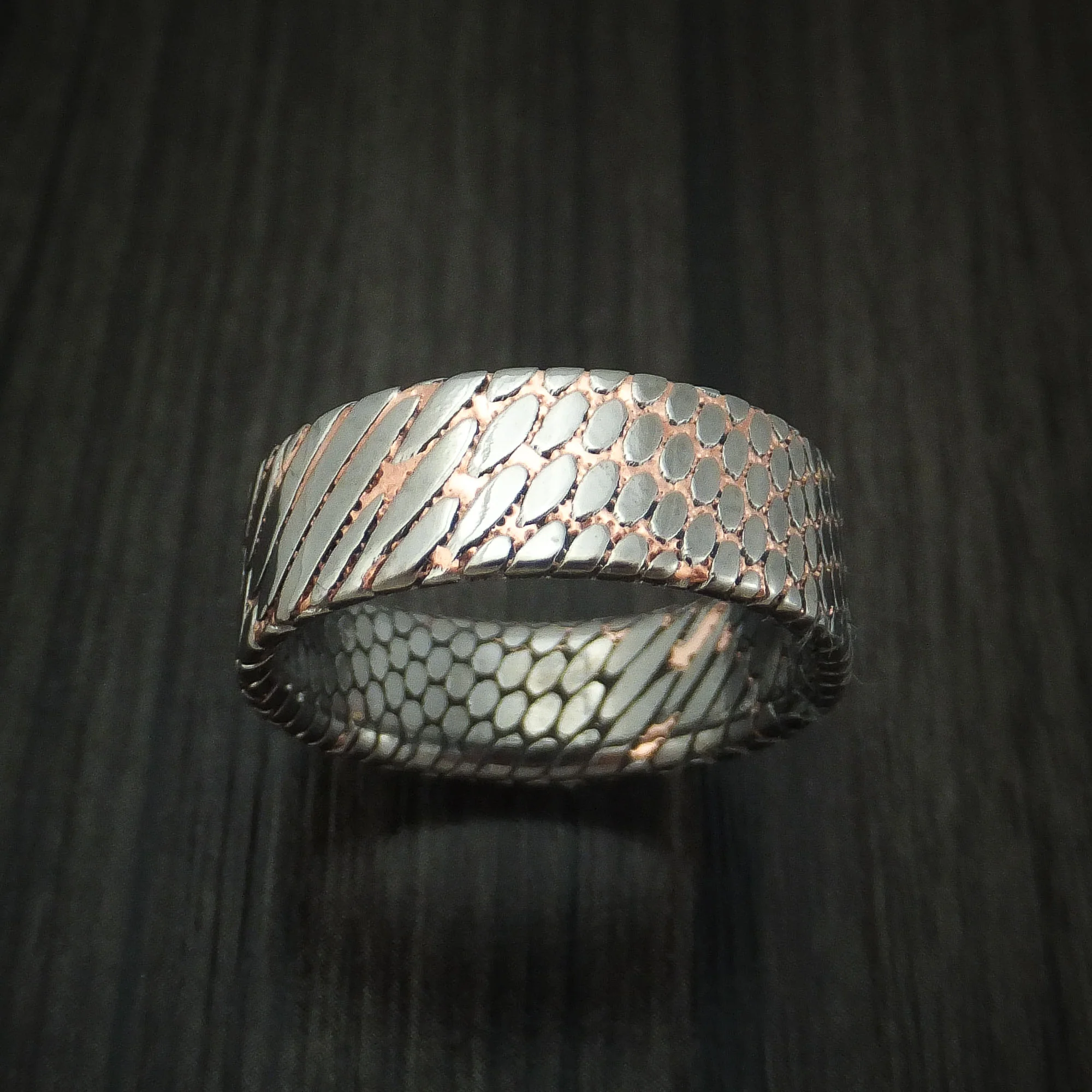 Etched Superconductor Men's Ring Custom Made Titanium-Niobium and Copper Band - Image 2