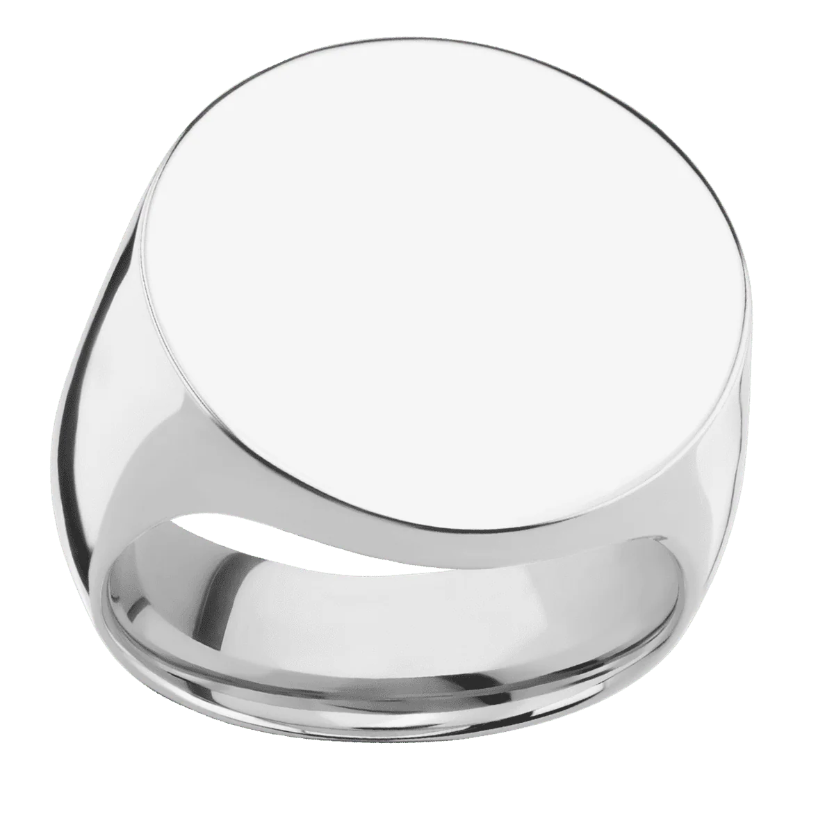 Extra Large Circle signet ring (22mm ) in Palladium Silver, with a Wide style band. - Image 3