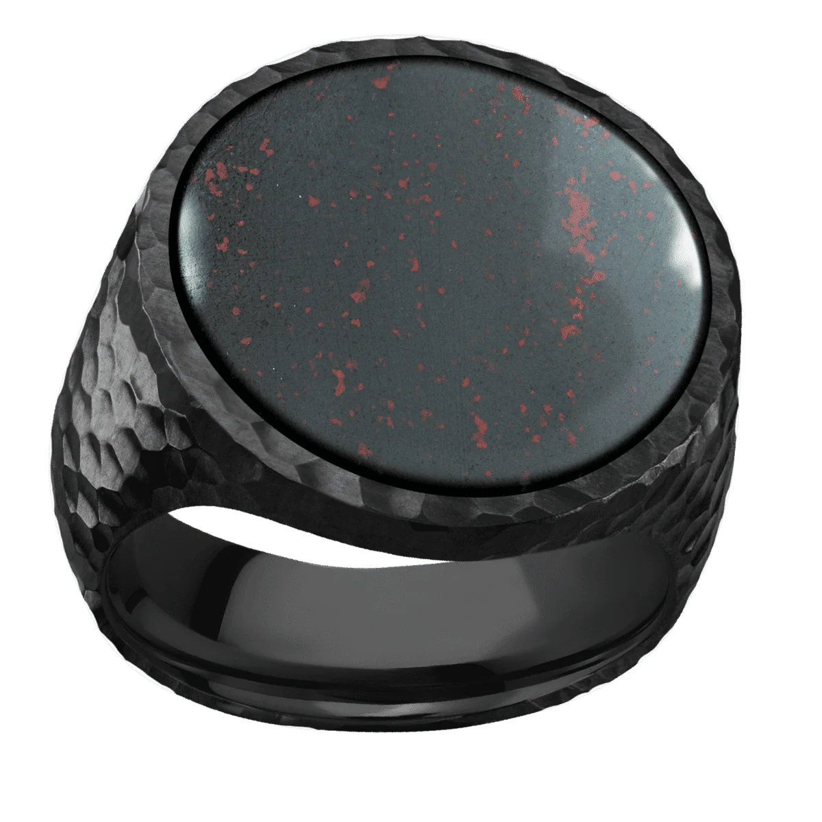 Extra Large Circle signet ring (22mm ) in Zirconium, with a Wide style band, a Blood Stone inlay. - Image 3