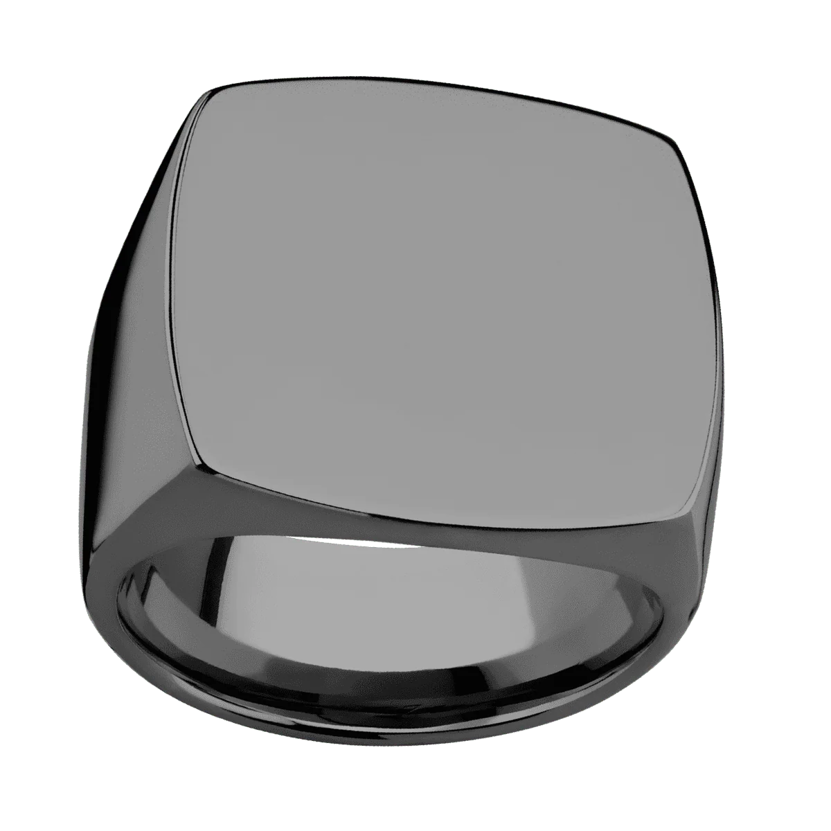 Extra Large Cushion signet ring (22x22mm) in Zirconium, with a Wide style band. - Image 3