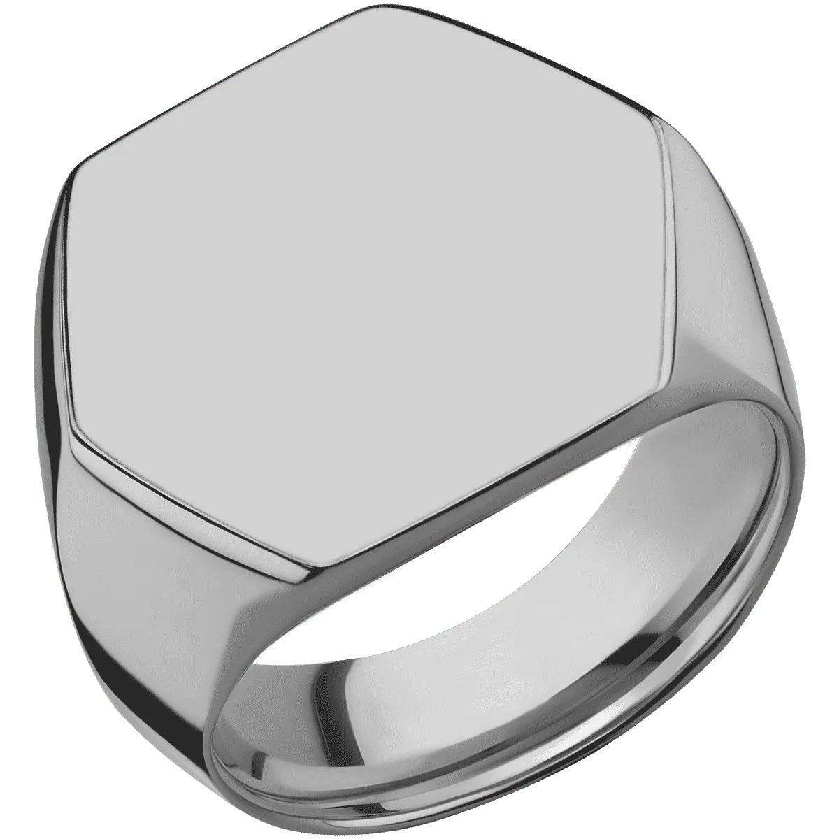Extra Large Hexagon signet ring (23x20mm) in Titanium, with a Wide style band. - Image 2