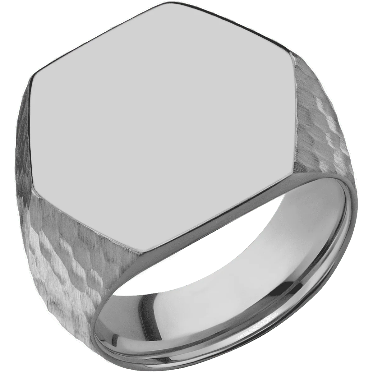 Extra Large Hexagon signet ring (23x20mm) in Titanium, with a Wide style band. - Image 2