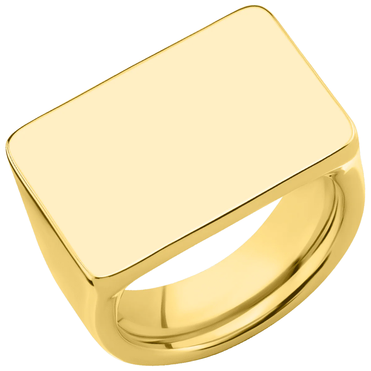 Extra Large Horizontal Rectangle signet ring in 18K Yellow Gold, with a Wide style band. - Image 2