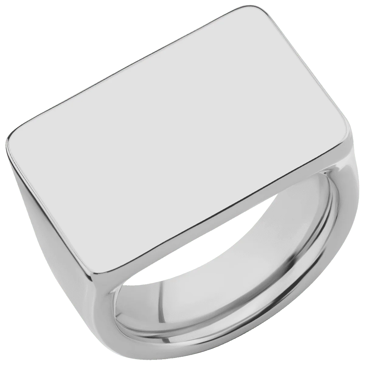 Extra Large Horizontal Rectangle signet ring  in Titanium, with a Wide style band. - Image 2