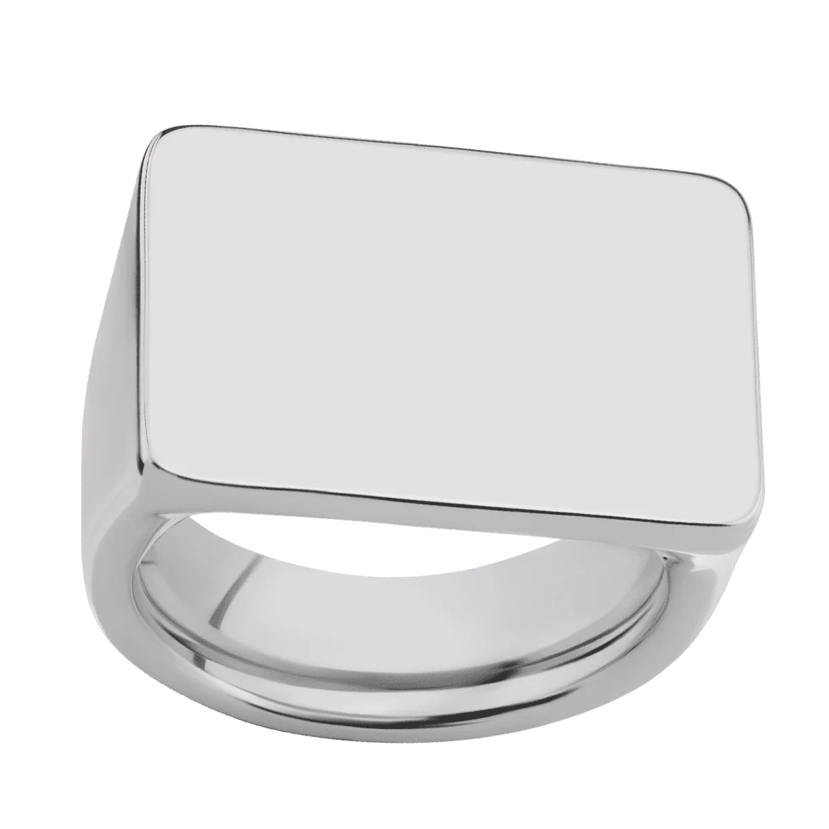 Extra Large Horizontal Rectangle signet ring  in Titanium, with a Wide style band. - Image 3