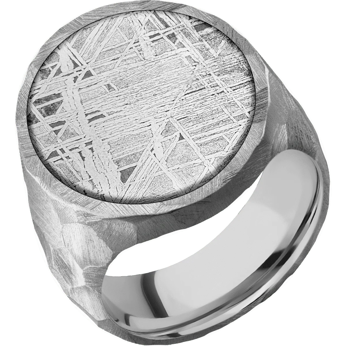 Extra Large Oval signet ring (24x20mm) in Titanium, with a Wide style band, a Meteorite inlay. - Image 2