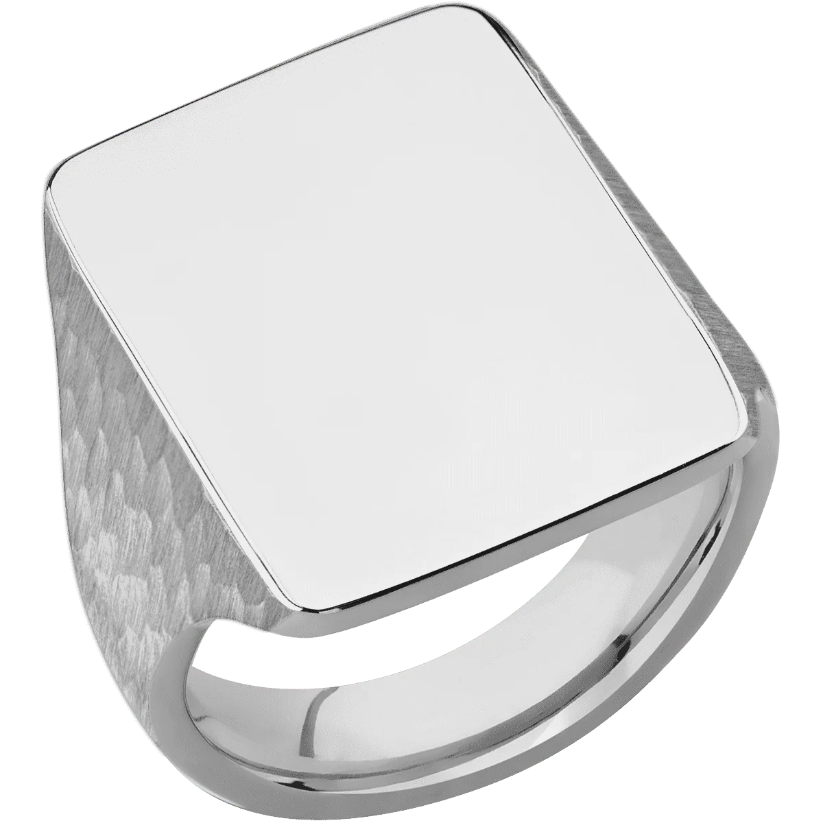 Extra Large Rectangle signet ring (24x17mm) in Titanium, with a Thin style band. - Image 2