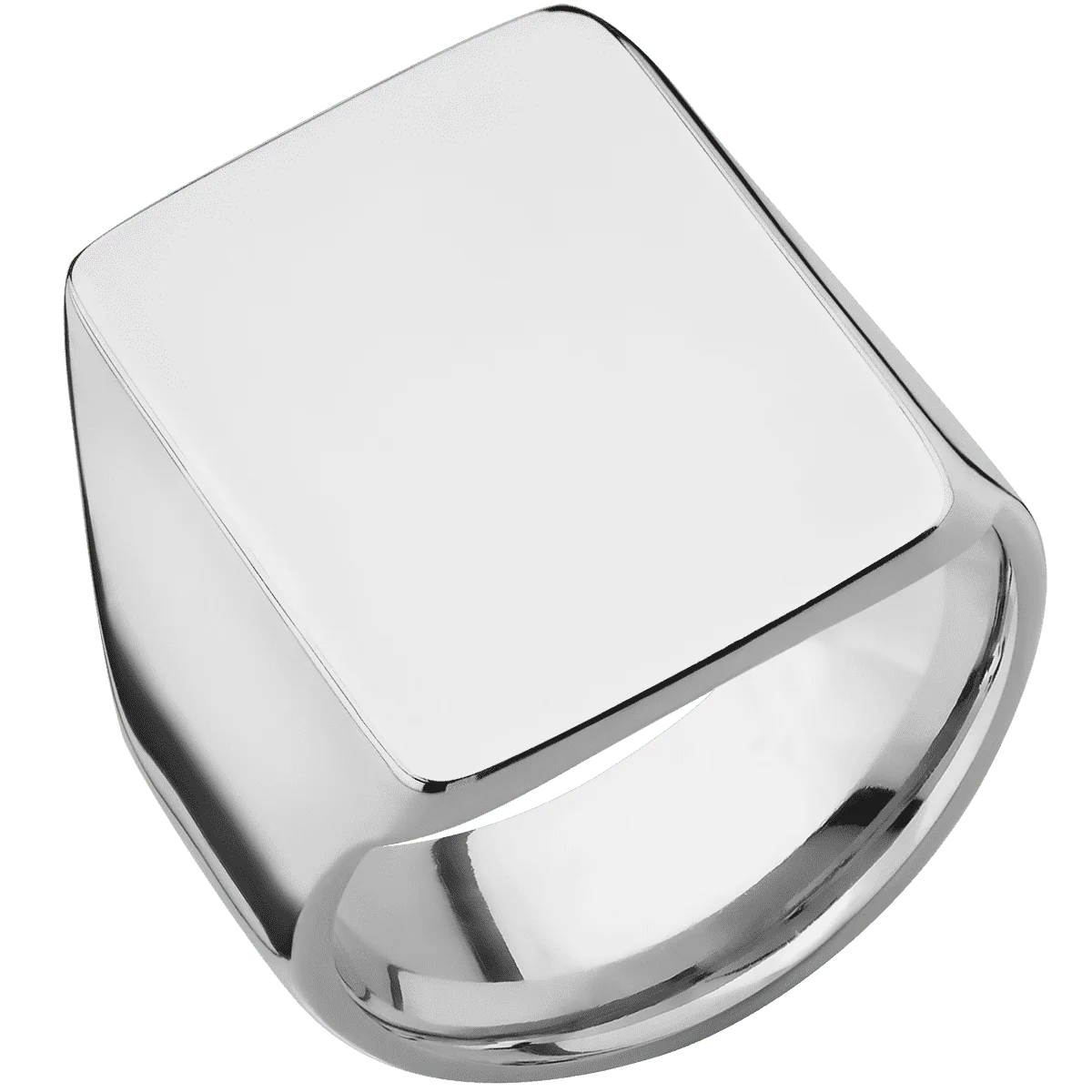 Extra Large Rectangle signet ring (24x17mm) in Titanium, with a Wide style band. - Image 2