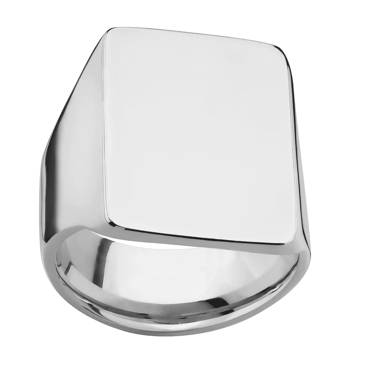 Extra Large Rectangle signet ring (24x17mm) in Titanium, with a Wide style band. - Image 3