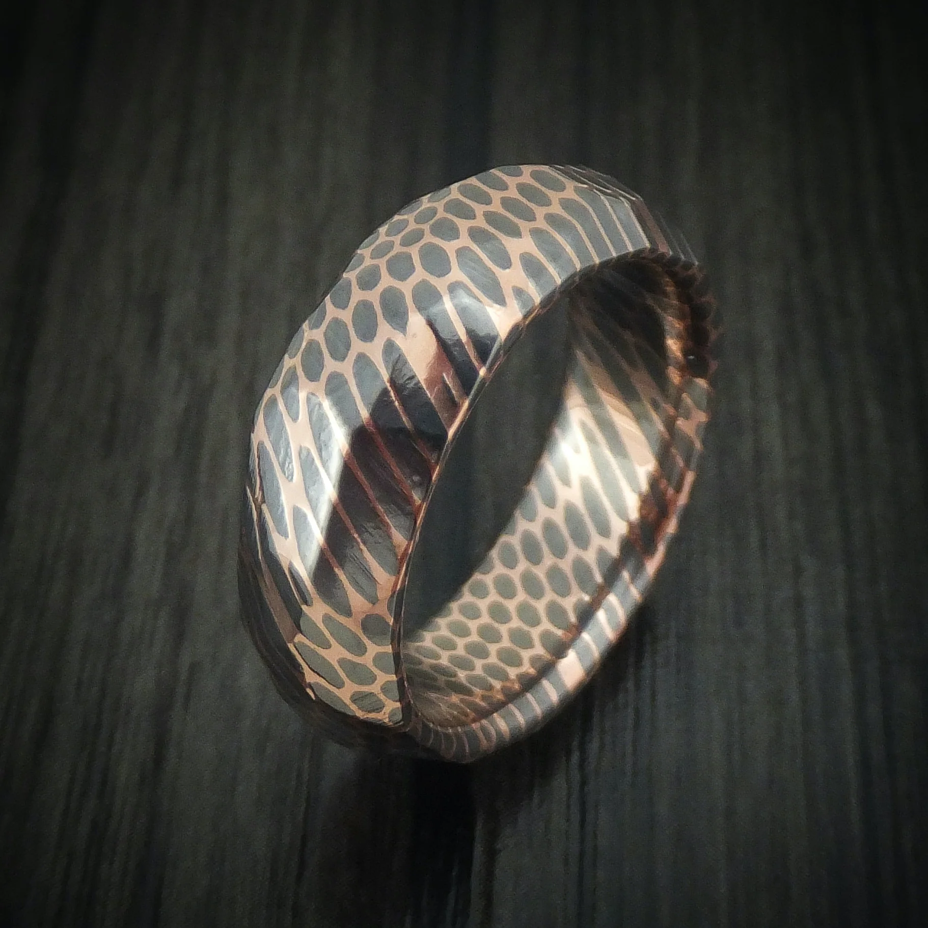 Faceted Superconductor Men's Ring Custom Made Titanium-Niobium and Copper Band - Image 4