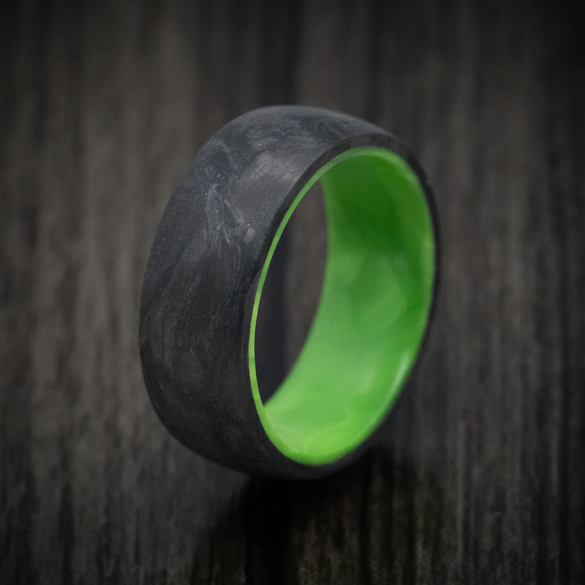Forged Carbon Fiber and Juma Sleeve Men's Ring Custom Made Band - Image 4