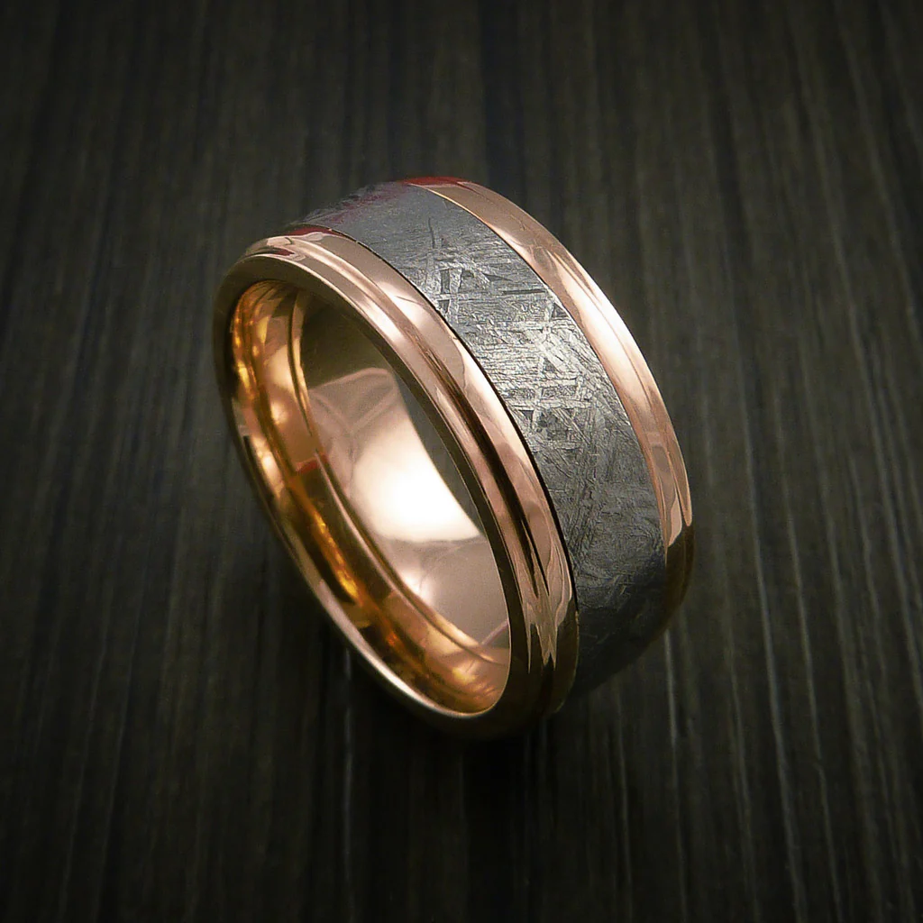 Gibeon Meteorite in Rose Gold Wedding Men's Band