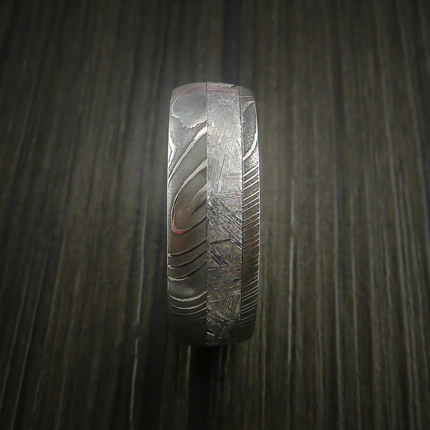 Gibeon Meteorite in Damascus Steel Wedding Men's Band - Image 3