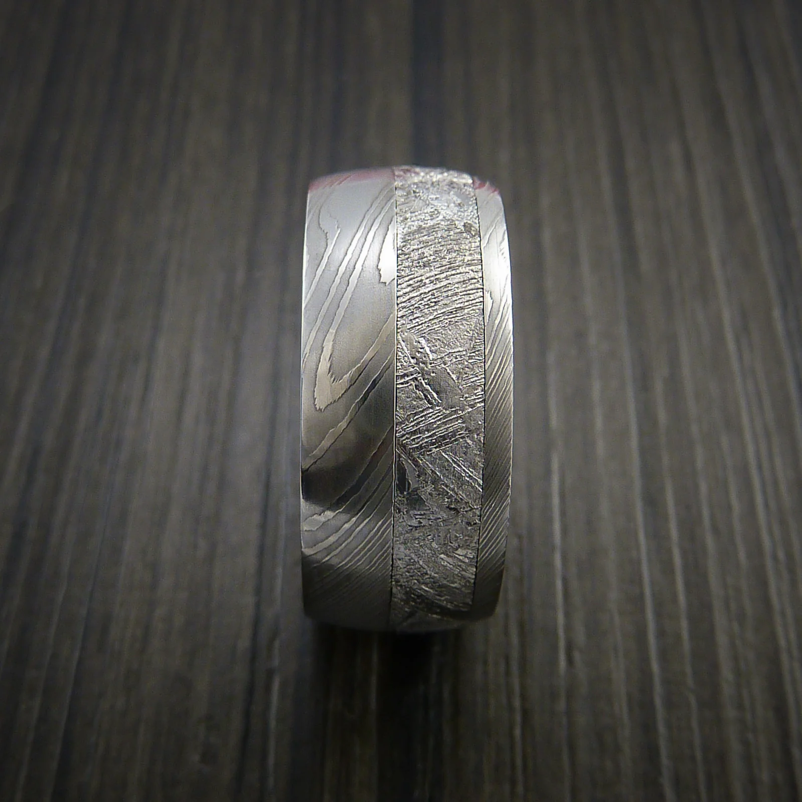 Gibeon Meteorite in Damascus Steel Wedding Men's Band - Image 3