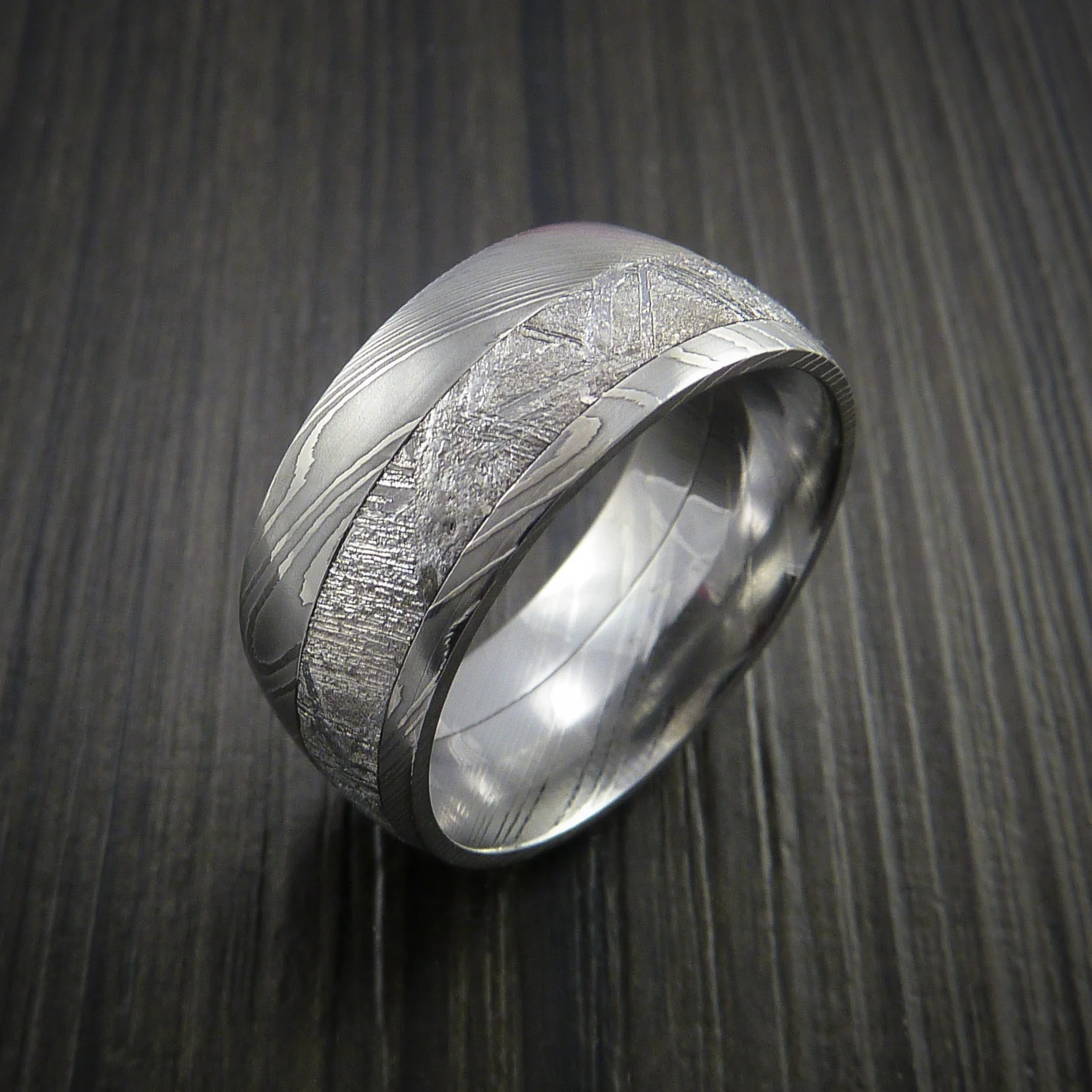 Gibeon Meteorite in Damascus Steel Wedding Men's Band - Image 4