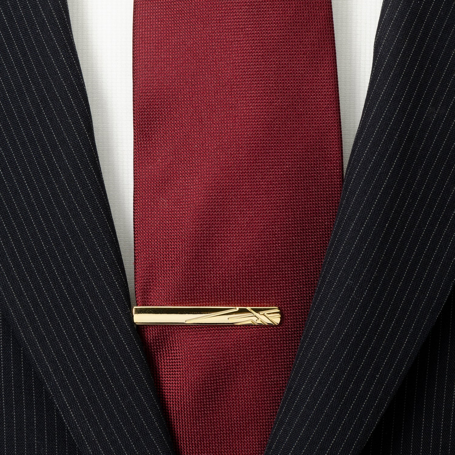 Gold Etched Lines Tie Clip - Image 2