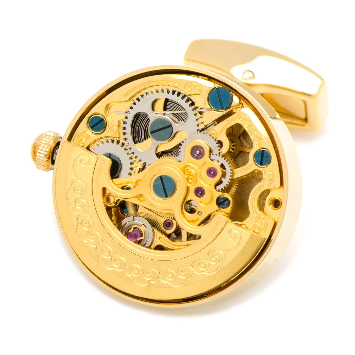 Gold on Gold Kinetic Watch Movement Cufflinks - Image 4