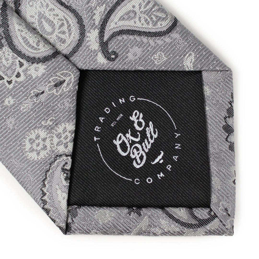 Gray Paisley Men's Tie - Image 5
