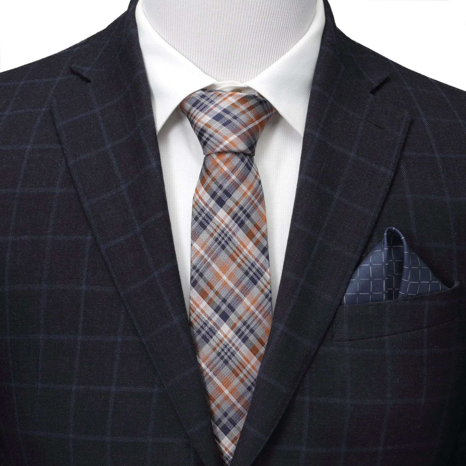 Gray Plaid Men's Tie - Image 2