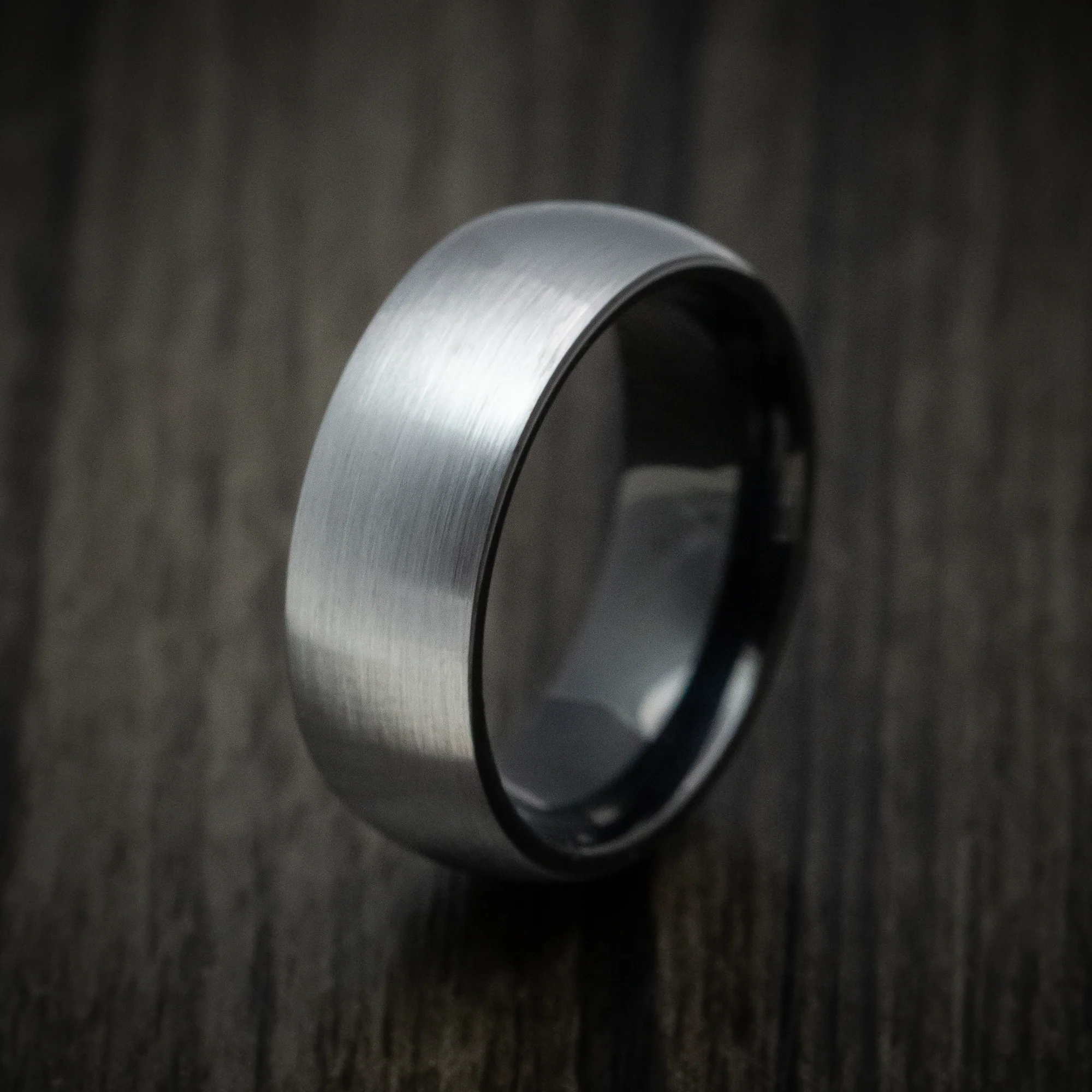 Gunmetal Tungsten Men's Ring with Black Tungsten Sleeve Band - Image 4