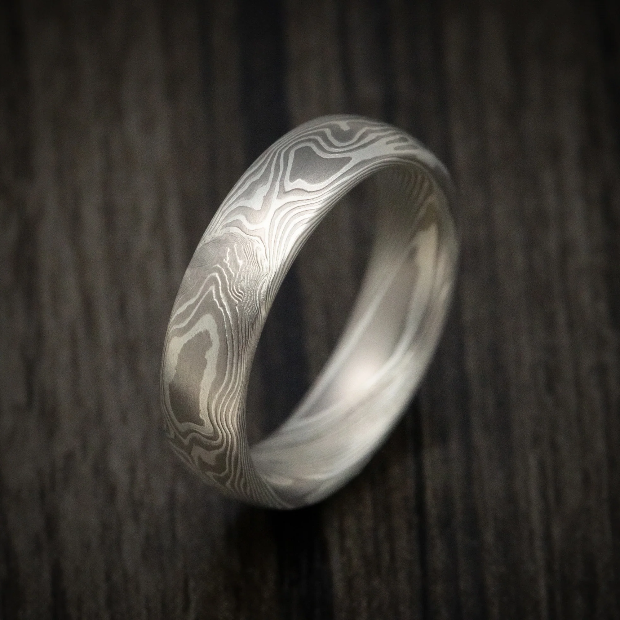 Handmade Palladium and Silver Mokume Gane Twist Pattern Men's Ring - Image 3