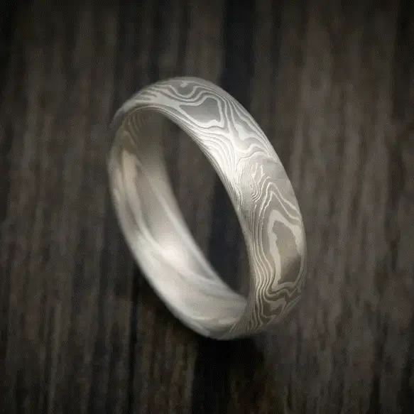 Handmade Palladium and Silver Mokume Gane Twist Pattern Men's Ring - Image 4