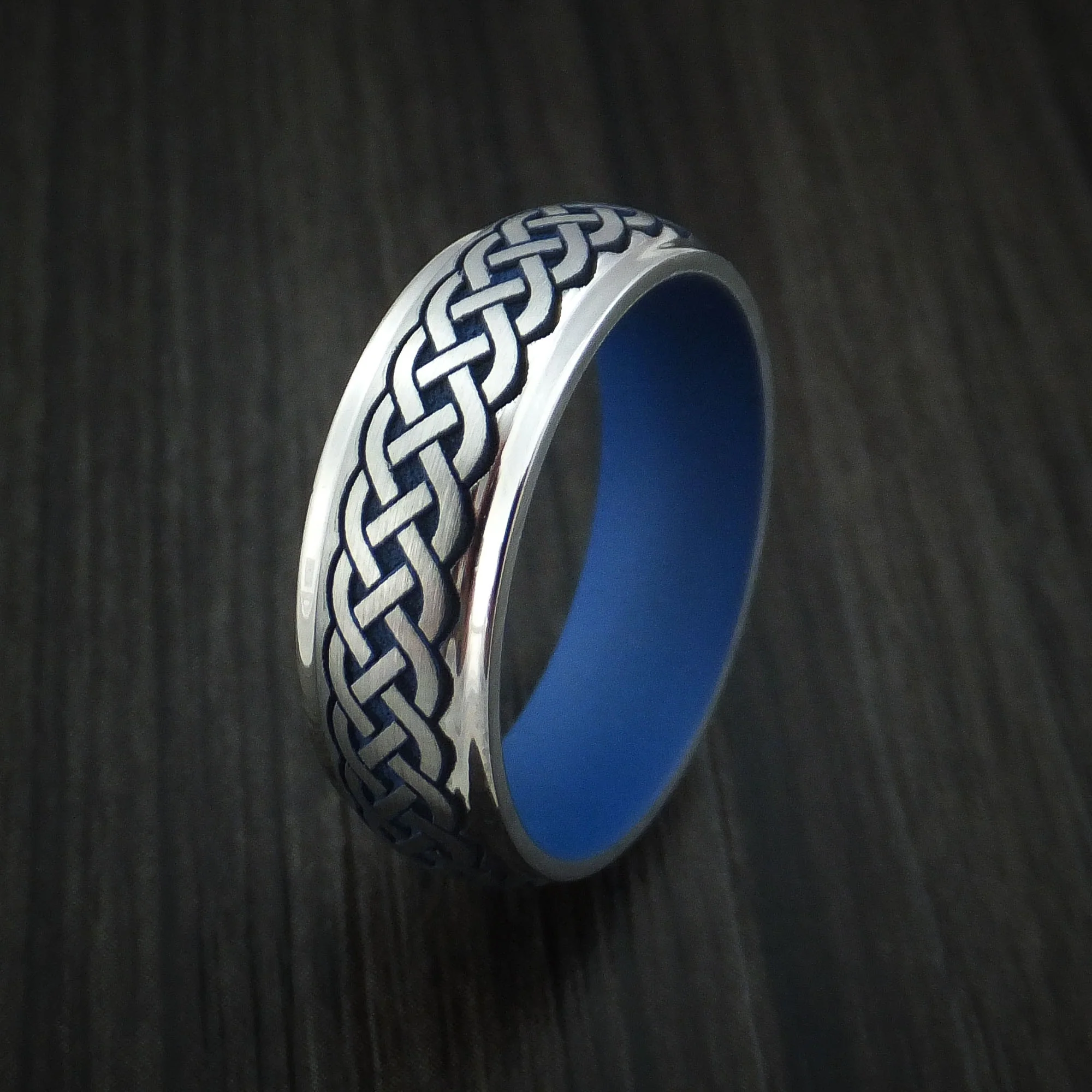 Inconel Celtic Band Irish Knot Men's Ring Carved Pattern Design with Cerakote Custom Made - Image 4
