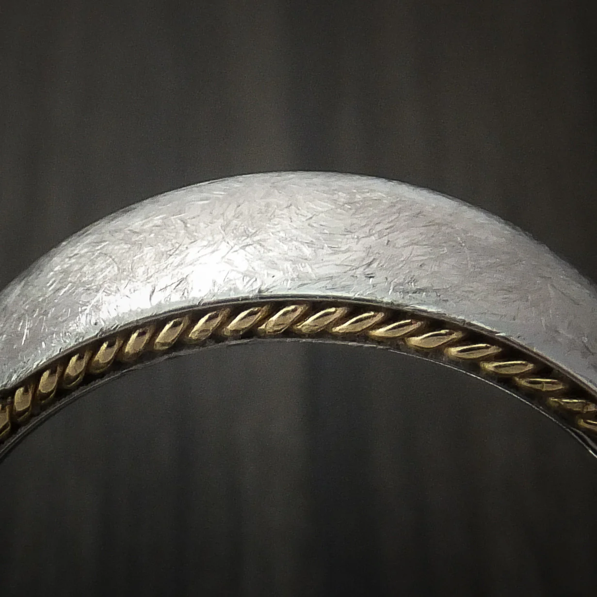 Inconel Distressed Finish Men's Band with Yellow Gold Side Braid Custom Made - Image 5