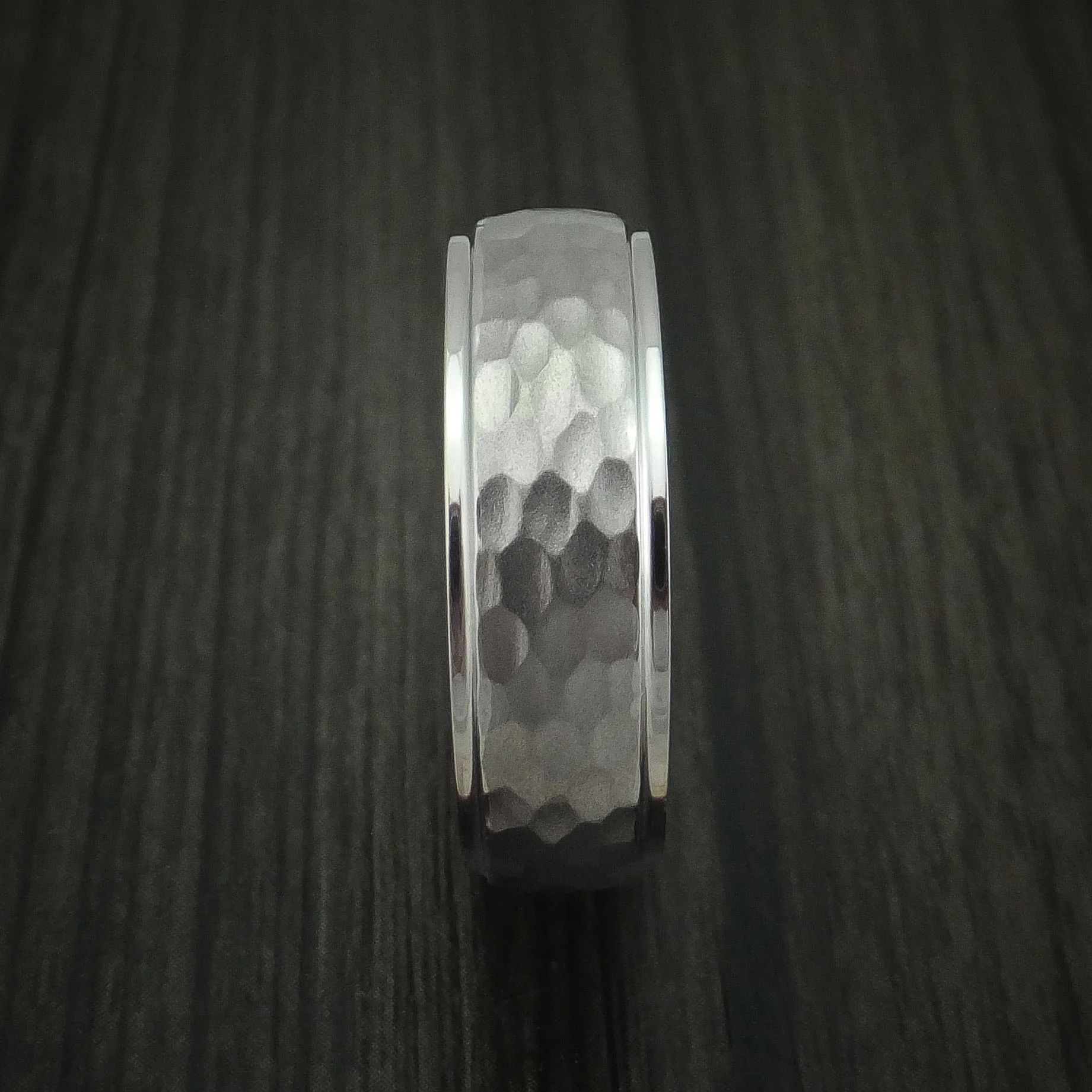 Inconel Hammered Men's Ring with Wood Sleeve Custom Made Band - Image 3
