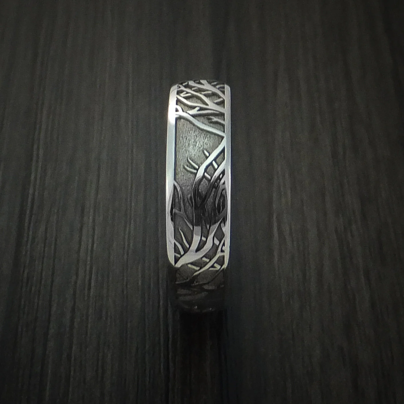 Inconel Men's Ring with Tree Branch Pattern Custom Made Band - Image 4